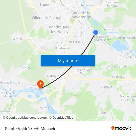 Sainte-Valdrée to Messein map