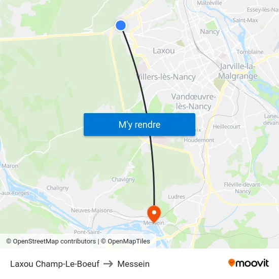 Laxou Champ-Le-Boeuf to Messein map