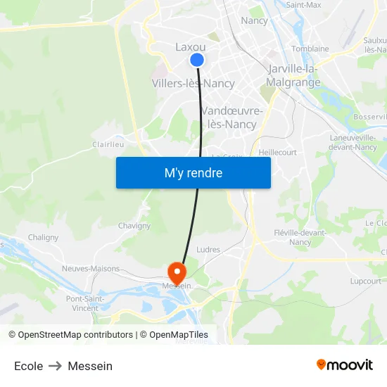 Ecole to Messein map