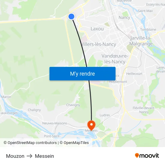 Mouzon to Messein map