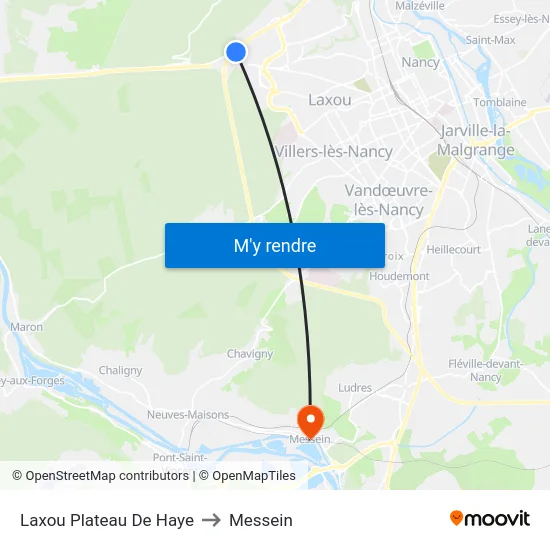 Laxou Plateau De Haye to Messein map