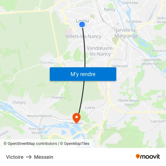 Victoire to Messein map