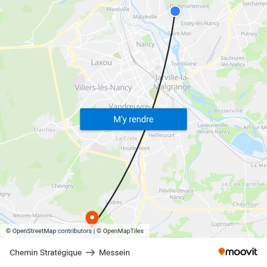 Chemin Stratégique to Messein map