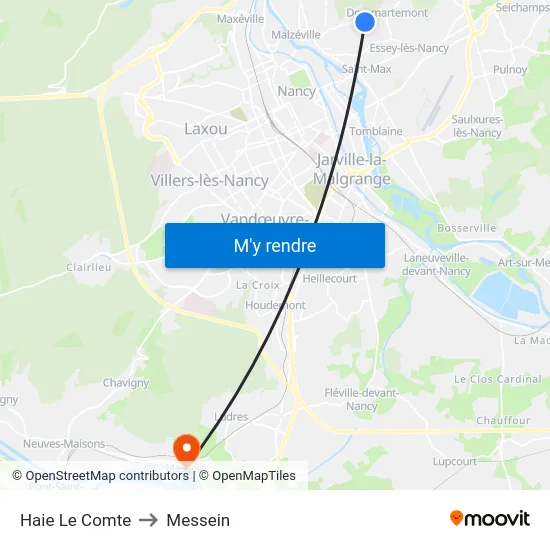 Haie Le Comte to Messein map