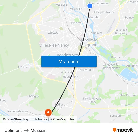 Jolimont to Messein map