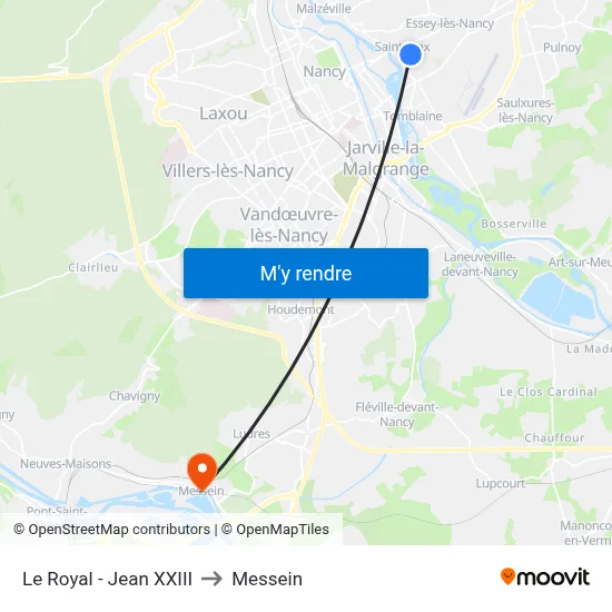Le Royal - Jean XXIII to Messein map