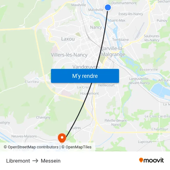 Libremont to Messein map