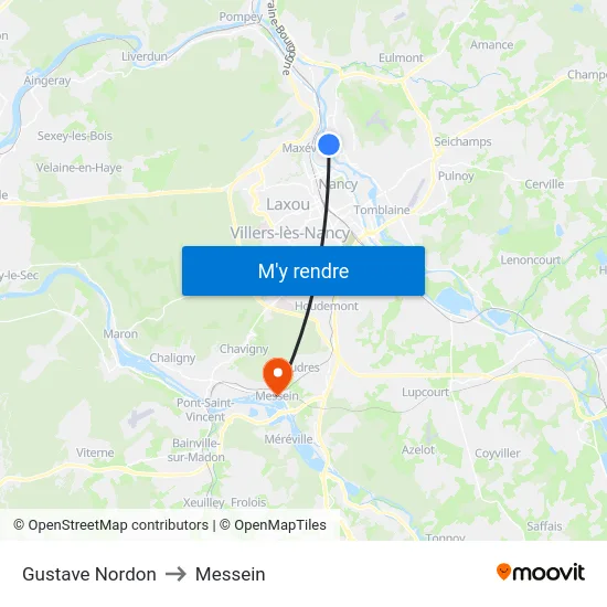 Gustave Nordon to Messein map