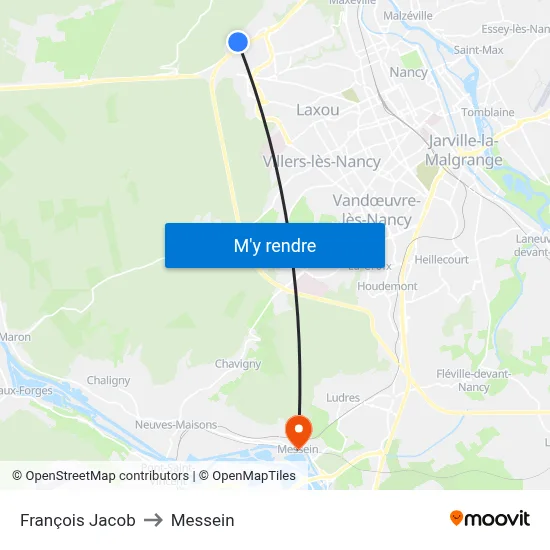 François Jacob to Messein map