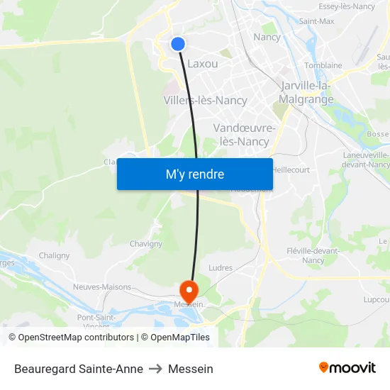 Beauregard Sainte-Anne to Messein map