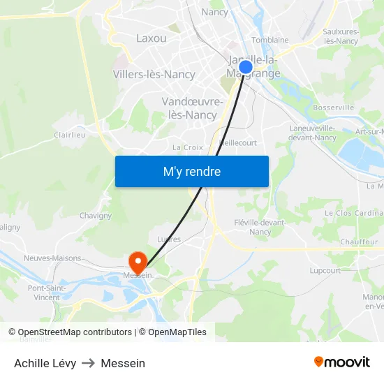 Achille Lévy to Messein map