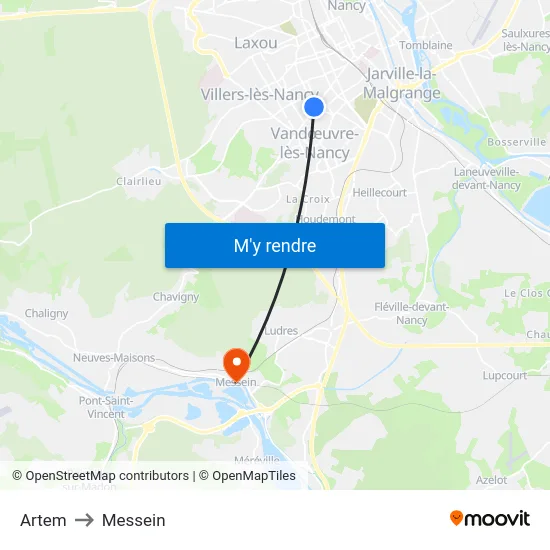 Artem to Messein map