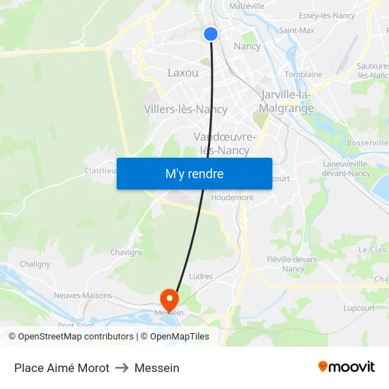 Place Aimé Morot to Messein map