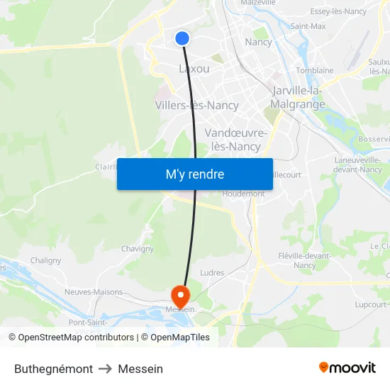 Buthegnémont to Messein map