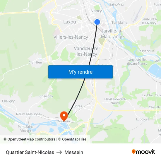 Quartier Saint-Nicolas to Messein map