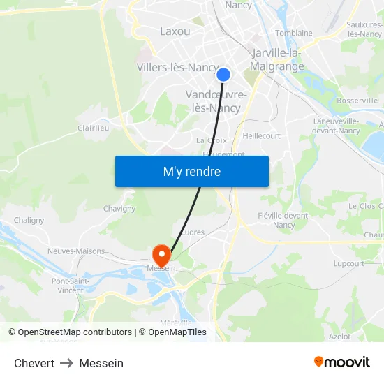 Chevert to Messein map