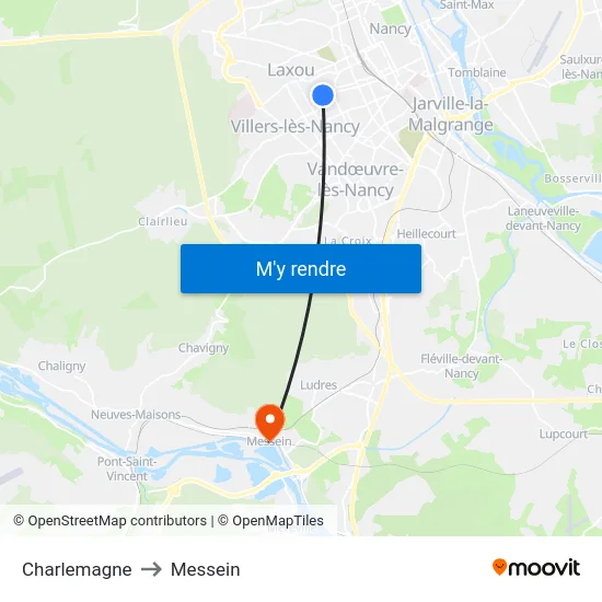 Charlemagne to Messein map