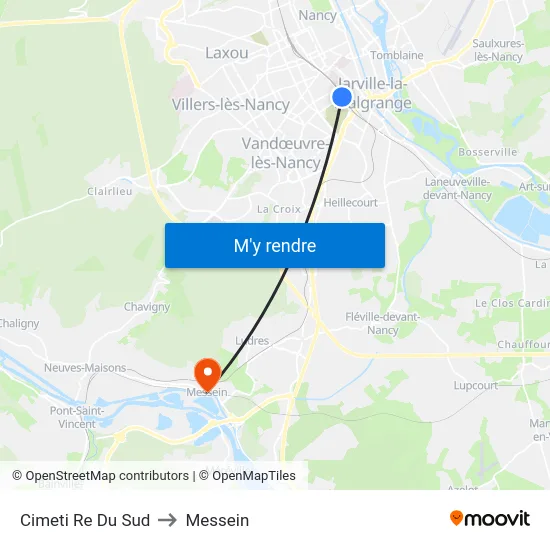 Cimetière Du Sud to Messein map