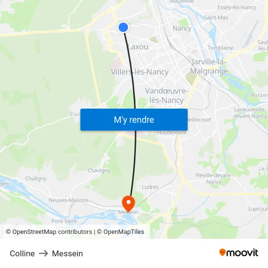 Colline to Messein map