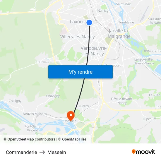 Commanderie to Messein map