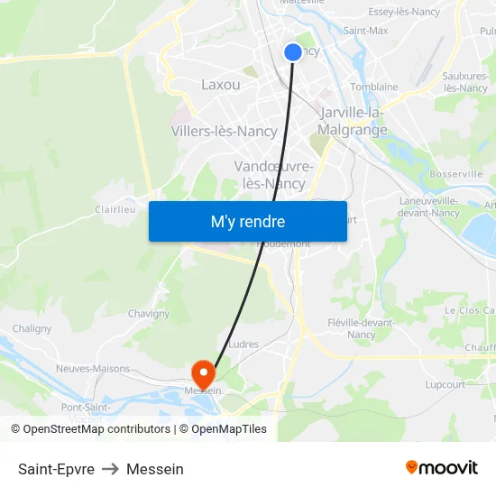 Saint-Epvre to Messein map