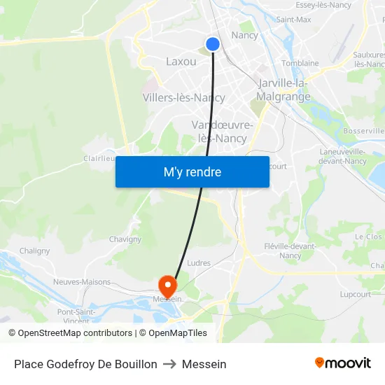 Place Godefroy De Bouillon to Messein map