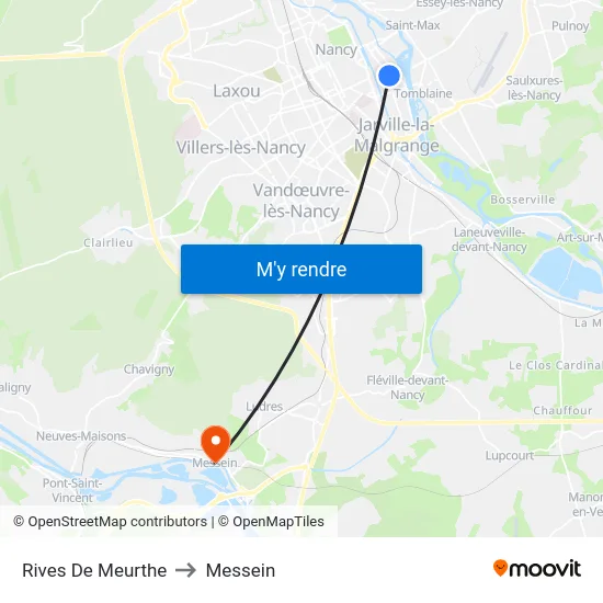 Rives De Meurthe to Messein map