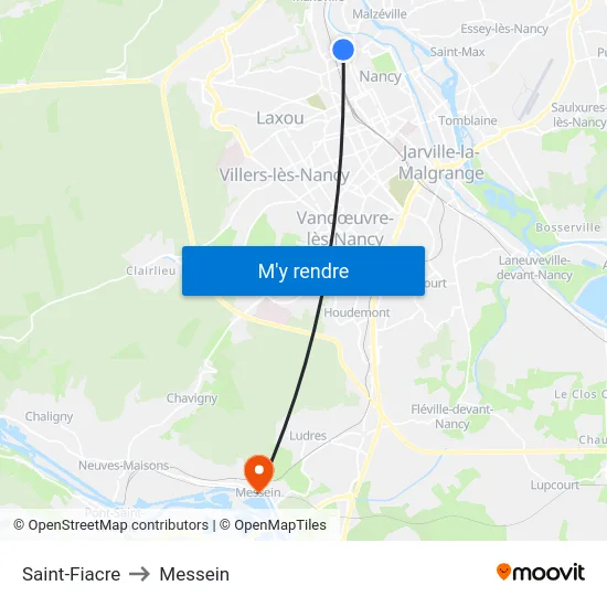 Saint-Fiacre to Messein map