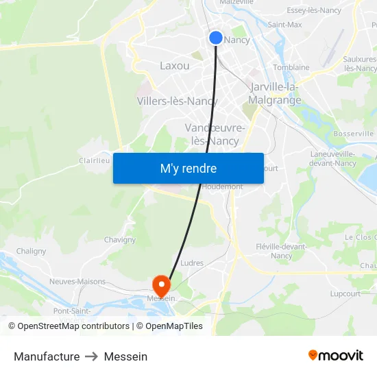 Manufacture to Messein map