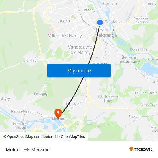 Molitor to Messein map