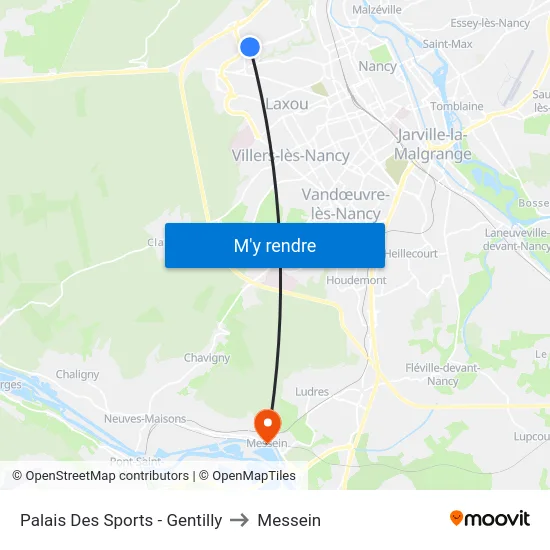 Palais Des Sports - Gentilly to Messein map