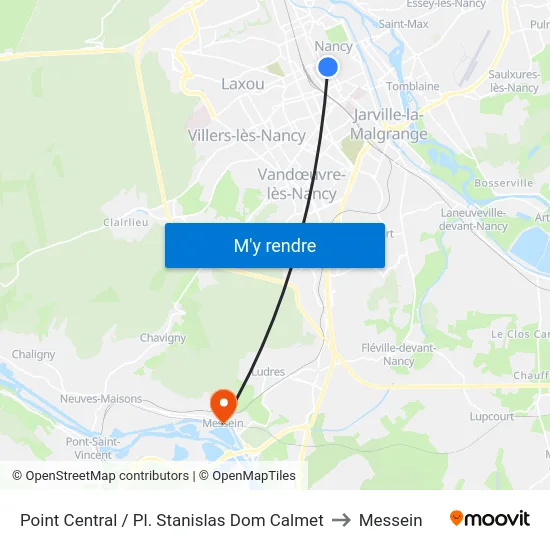 Point Central / Pl. Stanislas Dom Calmet to Messein map
