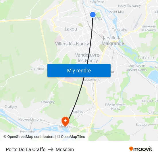 Porte De La Craffe to Messein map