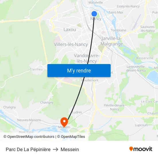 Parc De La Pépinière to Messein map