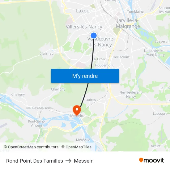 Rond-Point Des Familles to Messein map