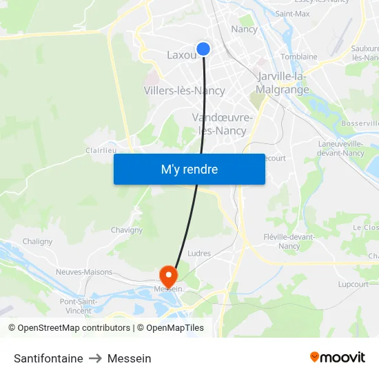 Santifontaine to Messein map