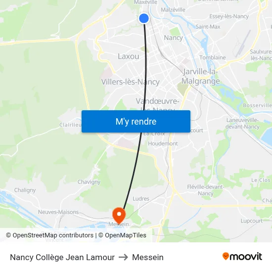 Nancy Collège Jean Lamour to Messein map