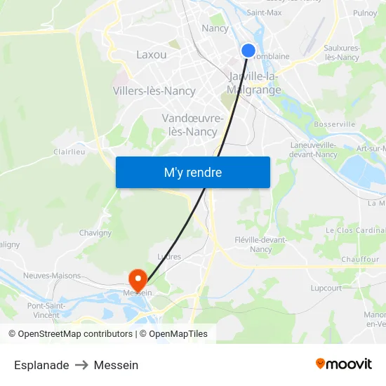 Esplanade to Messein map