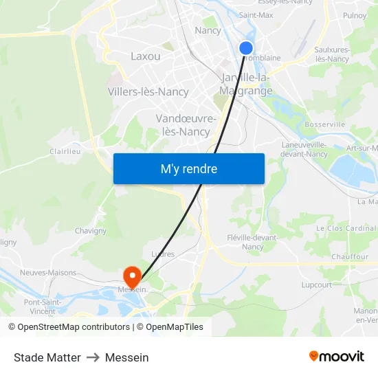 Stade Matter to Messein map