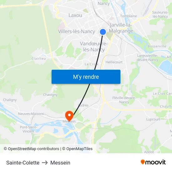 Sainte-Colette to Messein map