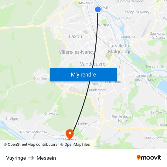 Vayringe to Messein map