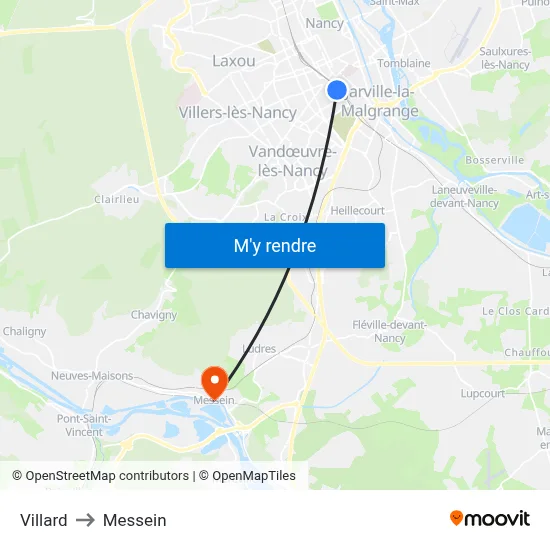 Villard to Messein map