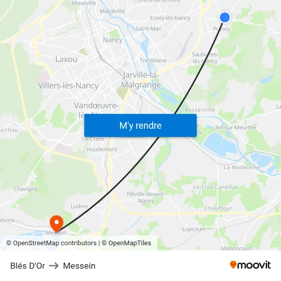 Blés D'Or to Messein map
