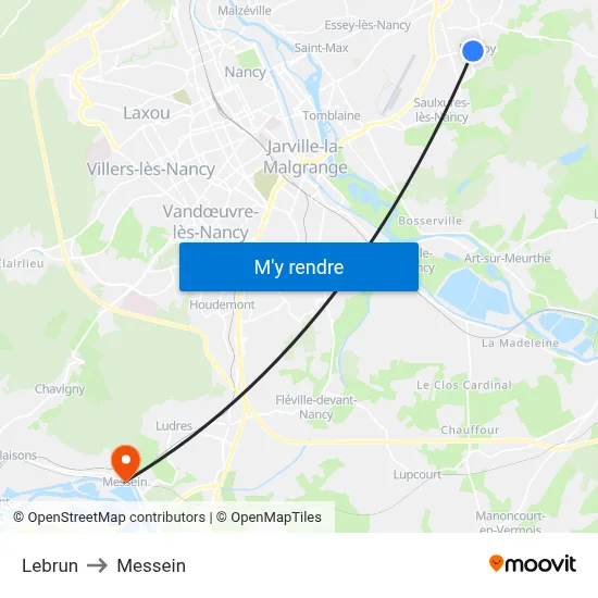 Lebrun to Messein map