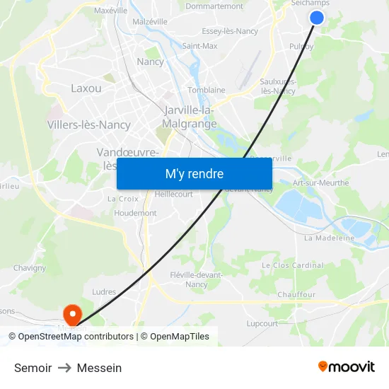 Semoir to Messein map