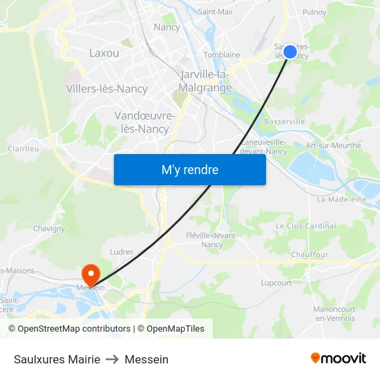Saulxures Mairie to Messein map