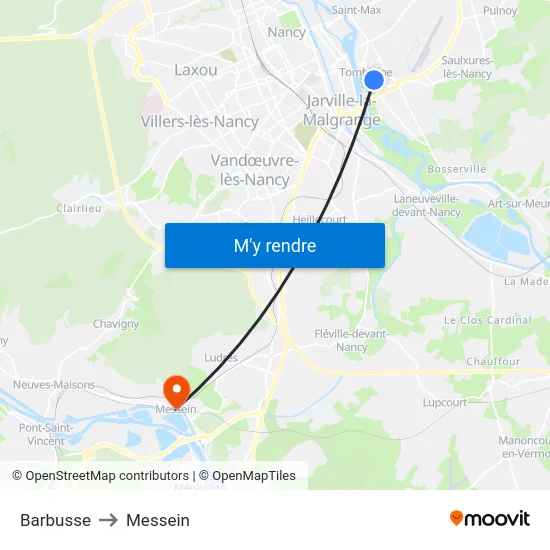 Barbusse to Messein map