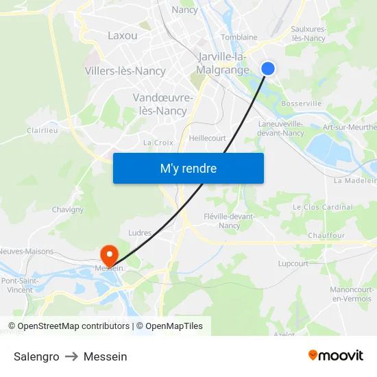 Salengro to Messein map