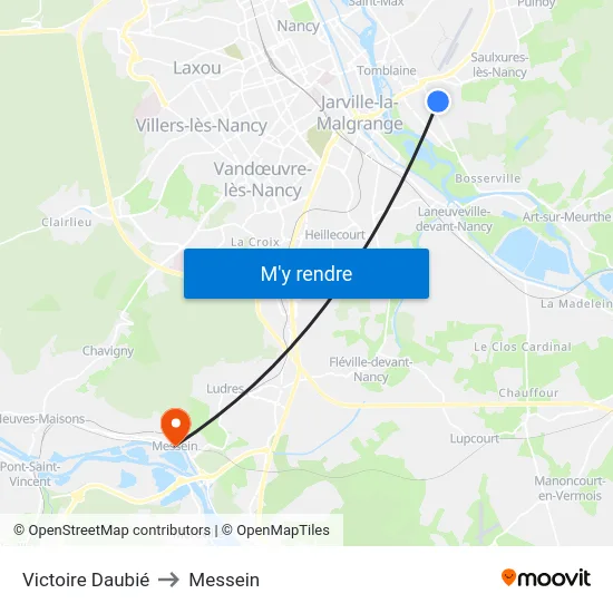 Victoire Daubié to Messein map