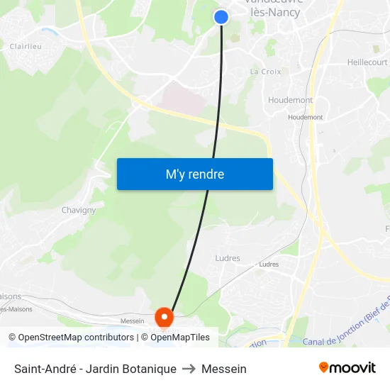 Saint-André - Jardin Botanique to Messein map